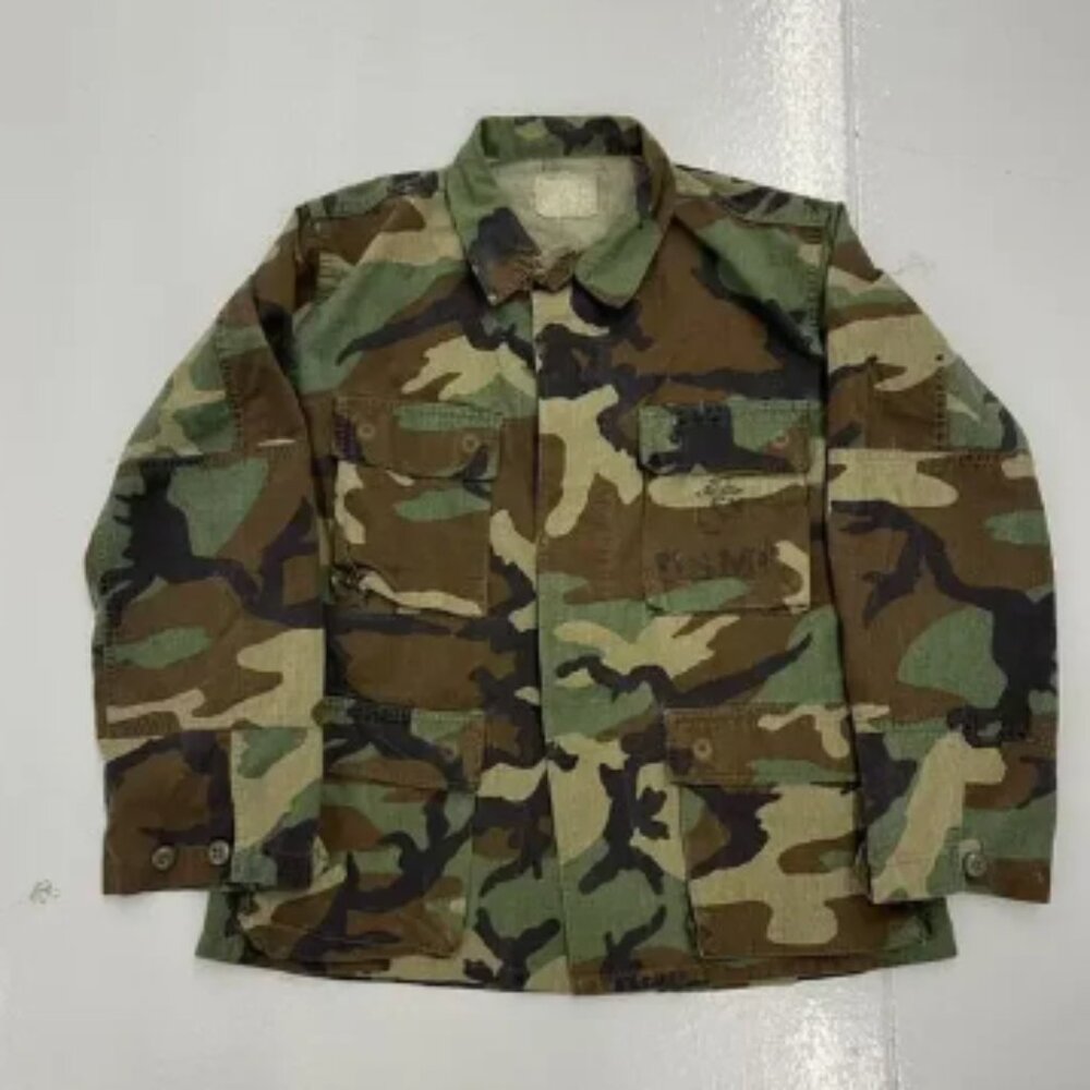 Vintage 80s USMC Camo Military Combat Shirt